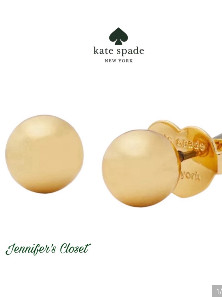 Kate Spade Gold-Tone Ball Mini Stud Earrings / Nwt